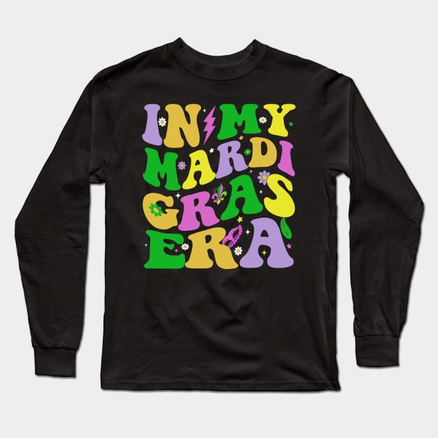 In My Mardi Gras Era Festival Retro Carnival Holiday Long Sleeve T-Shirt by Crayoon